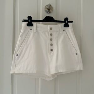 Rag & Bone white denim high waisted shorts; size 0